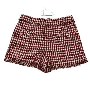 Walter Baker 10 Dora Tweed Shorts Wine Houndstooth Gingham NWT MSRP $198